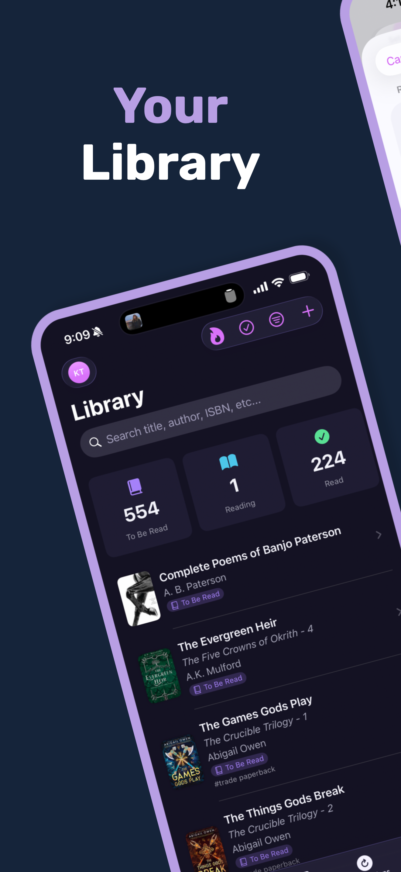 Bookmark library screen