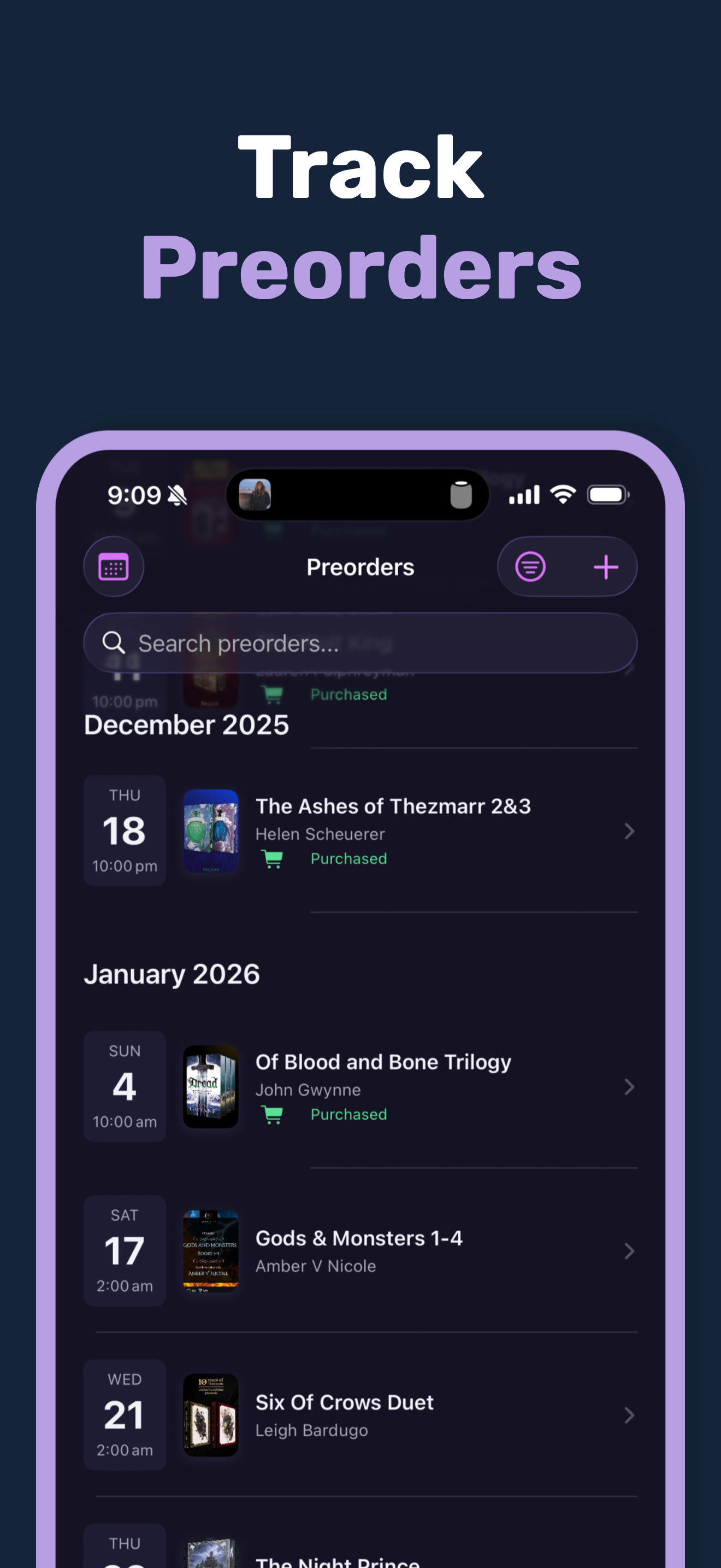 Track preorders