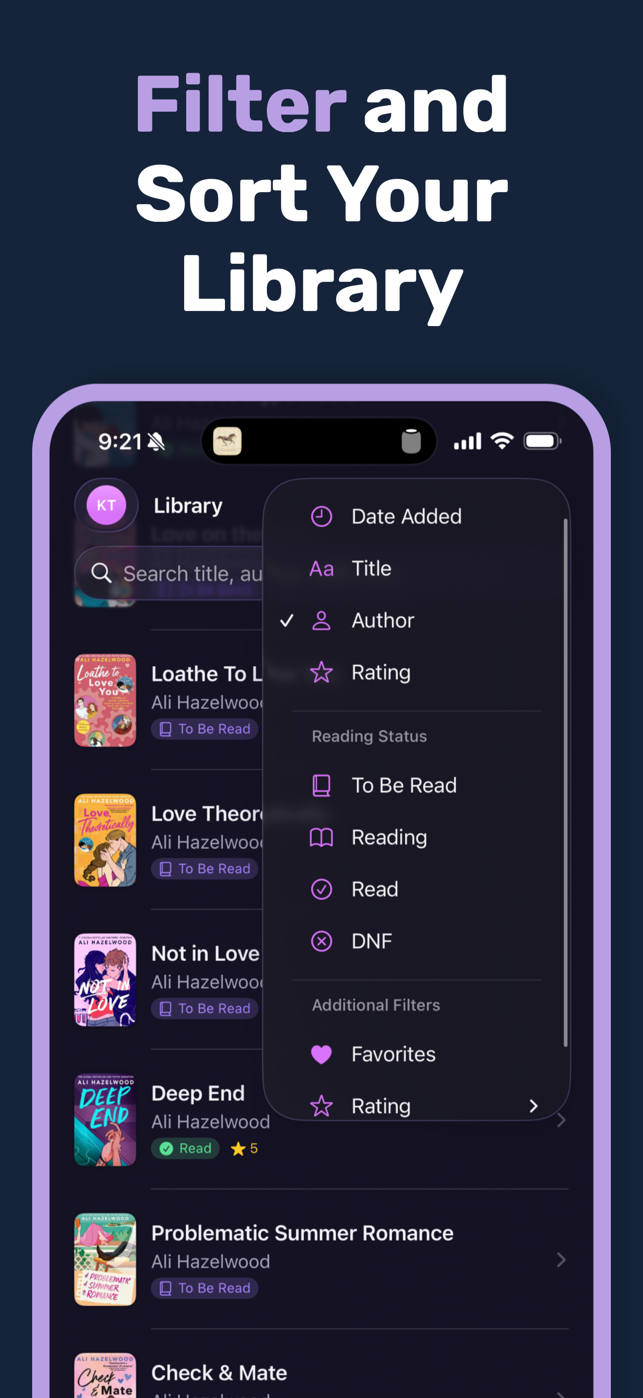 Filter and sort your library