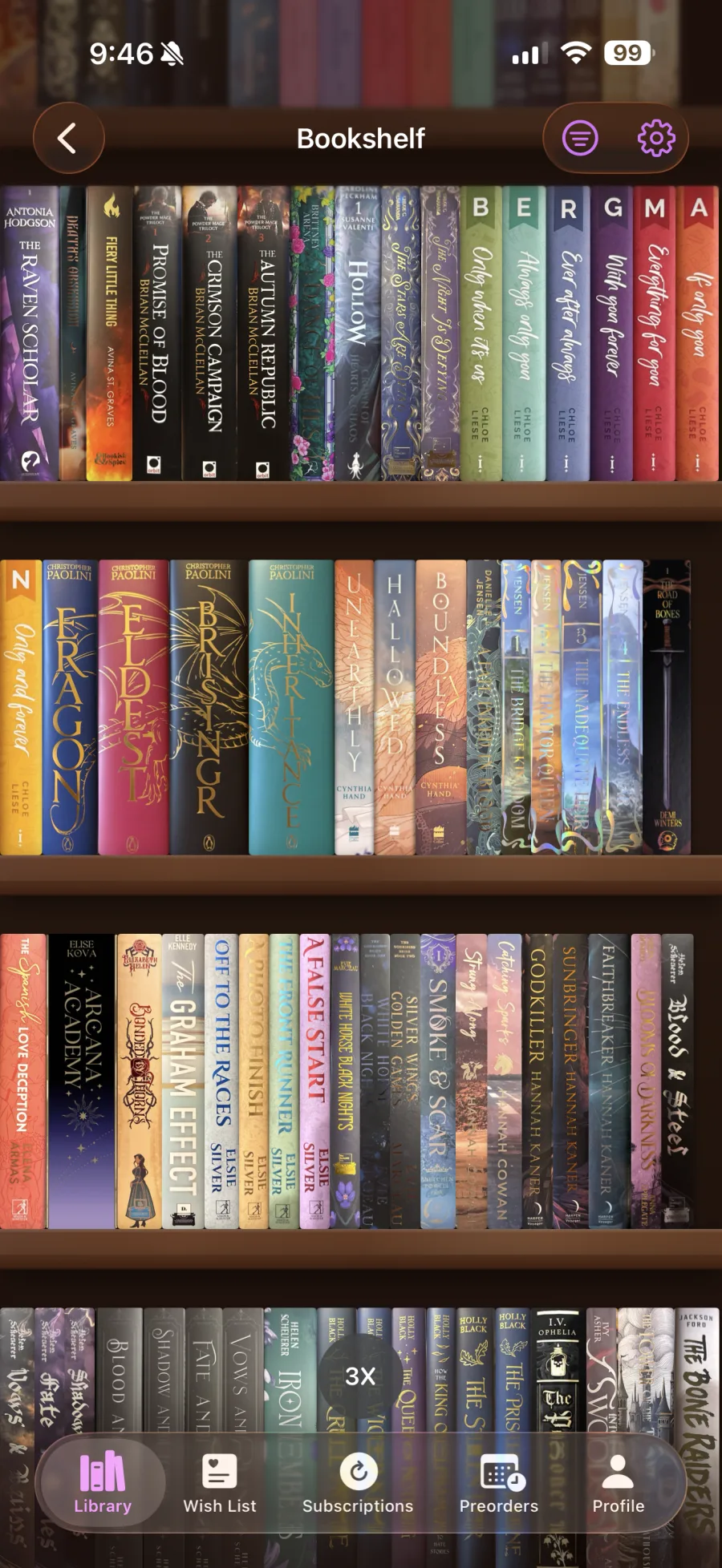 Bookmark virtual bookshelf showing book spines