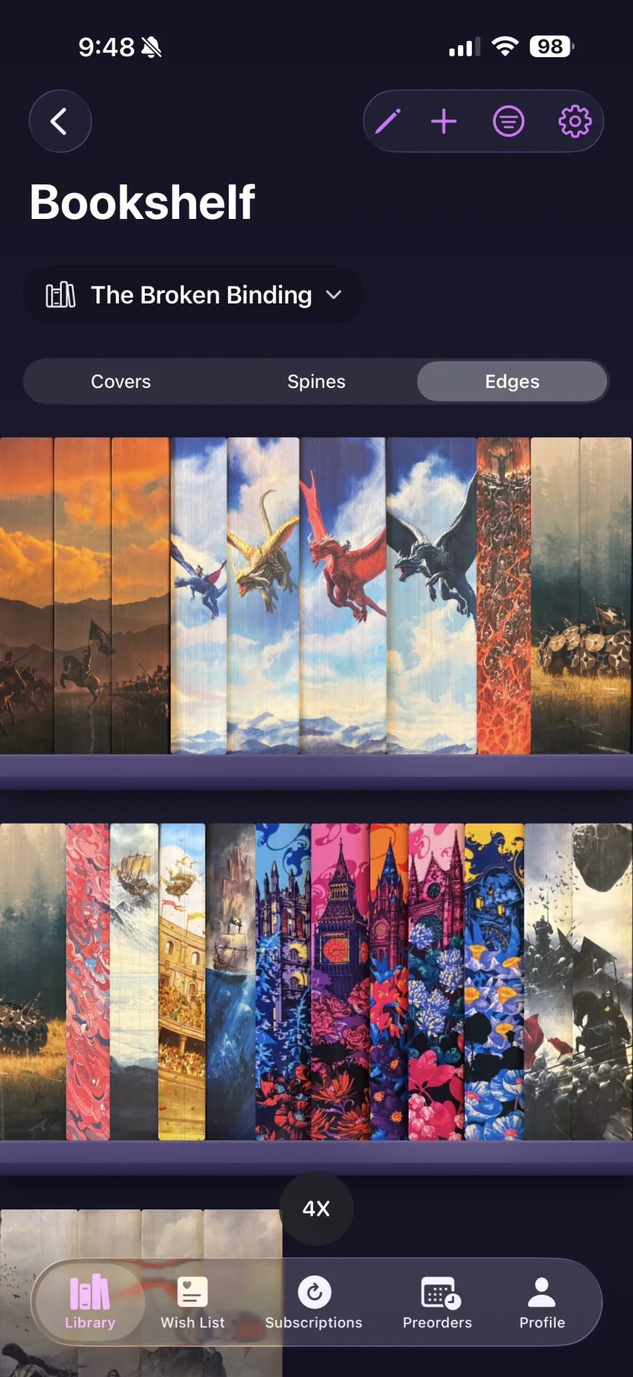 Filtered virtual bookshelf collection