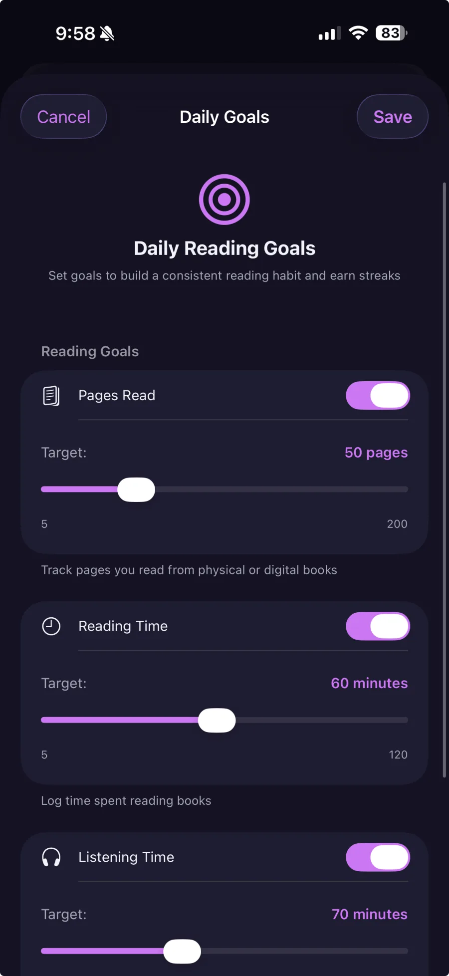 Set reading goals