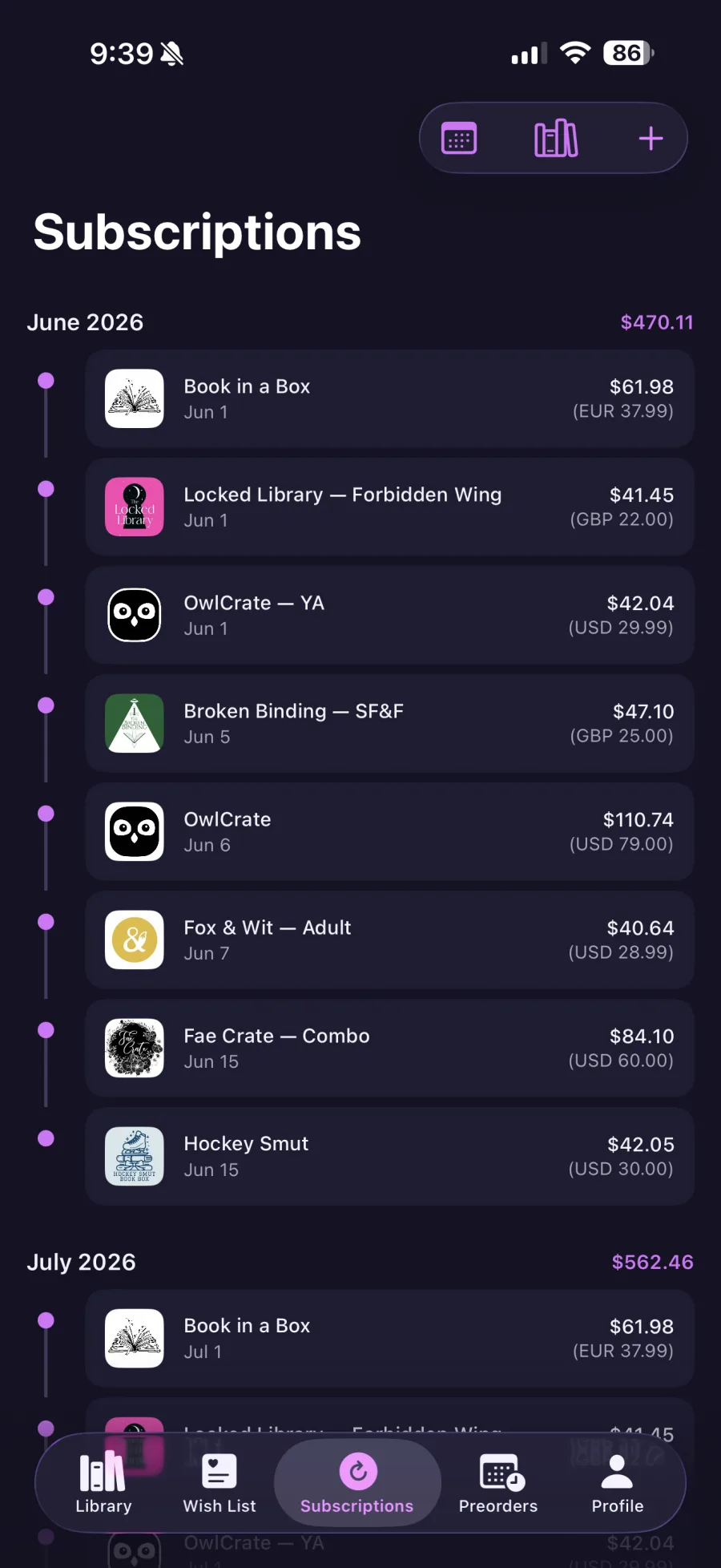 Subscription monitor